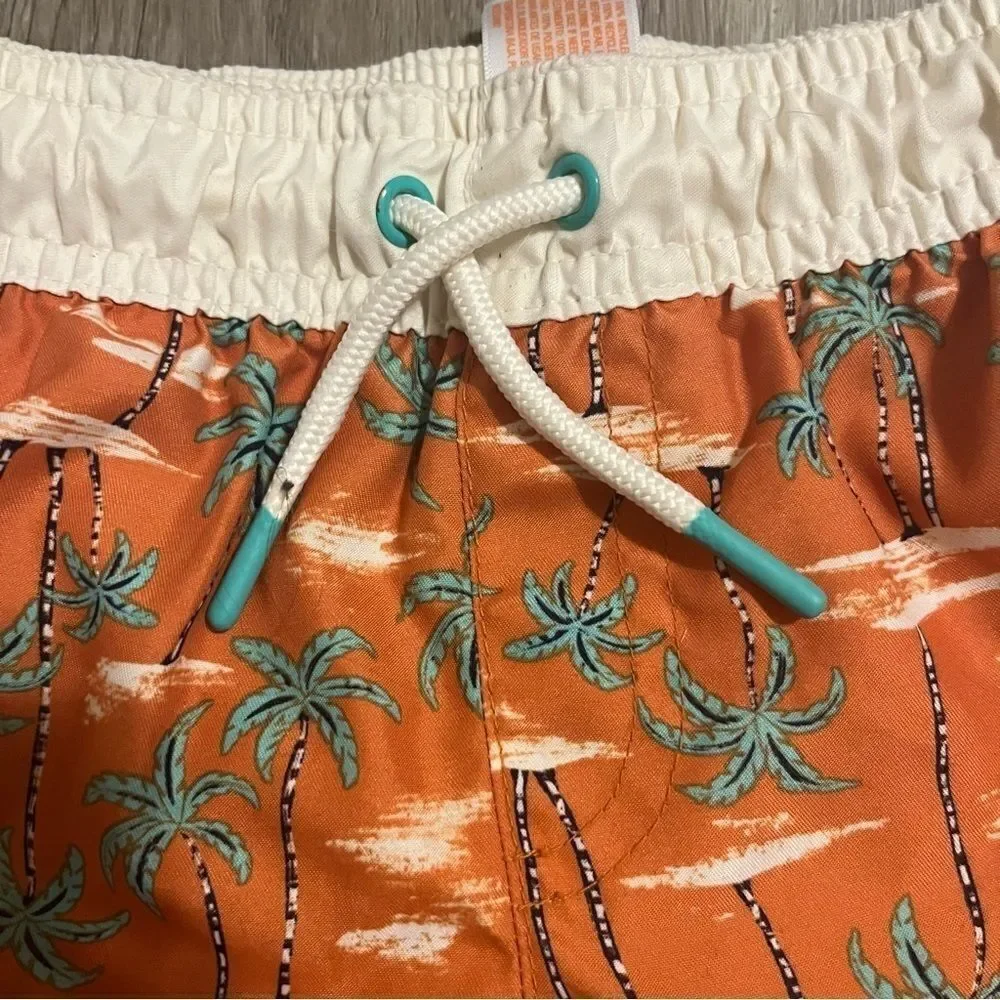 Cat & Jack Orange Tropical Palm Tree Print Swimsuit Shorts
